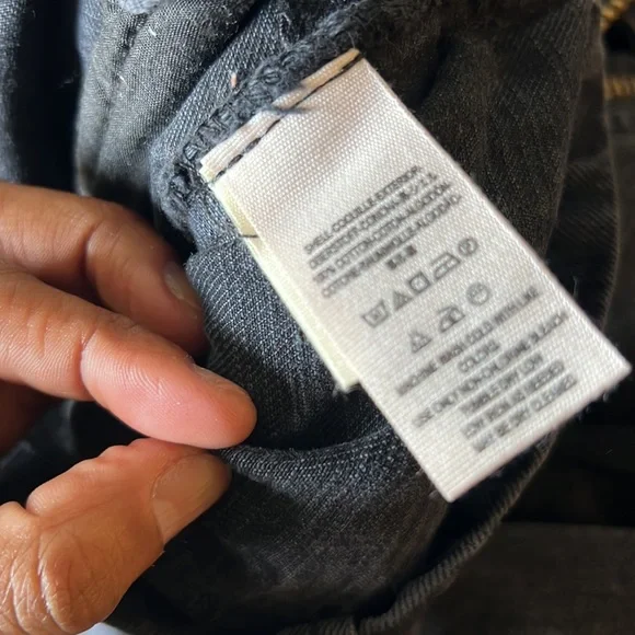 Free People Black Oversized Denim Moto Jacket Corset Lace Up - Picture 8 of 8